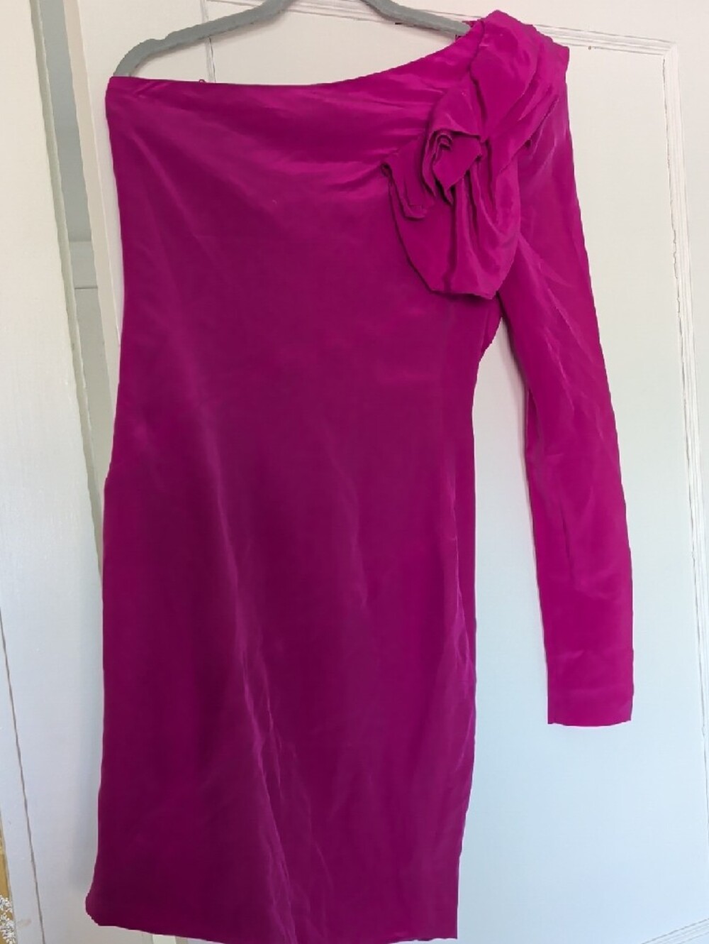 Robert Rodriguez Fuchsia One-Shoulder Ruffle Dress - Picture 3 of 4